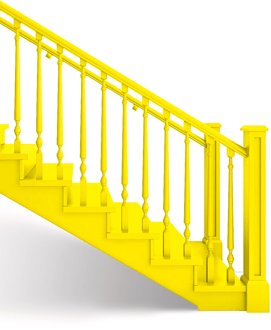 Желтая дубовая лестница в стиле Прованс
